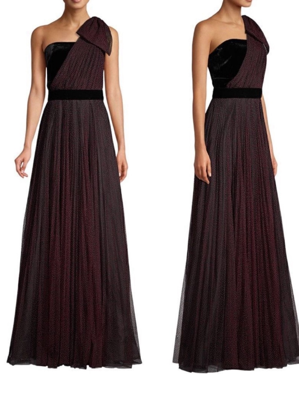 Shoshanna Jenise Polka Dot One
Shoulder Bow Strapless Gown
Maxi Dress NEW